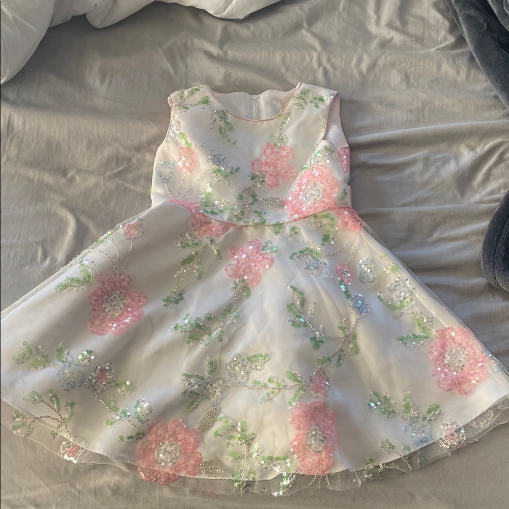 Rare Editions Pink and White Floral Dress